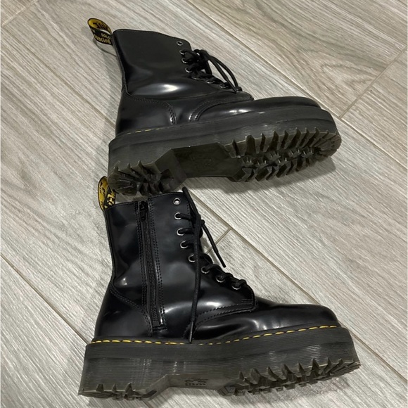 Dr. Martens Black Leather Jadon Combat Boots - Picture 8 of 9